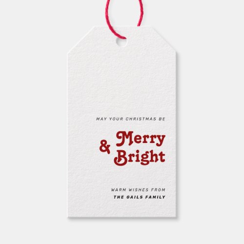 Minimalist Christmas Merry  Bright Holiday Gift Tags