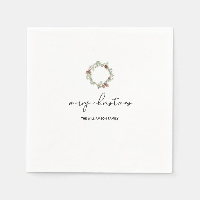 Minimalist Christmas Merry Christmas Family Napkins (Front)