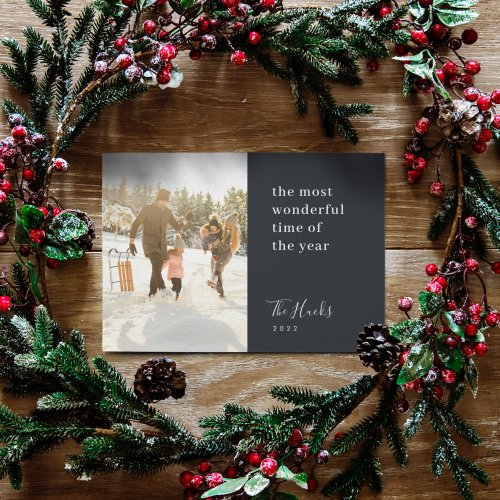 Minimalist Christmas  Modern Stylish Family Photo Holiday Card