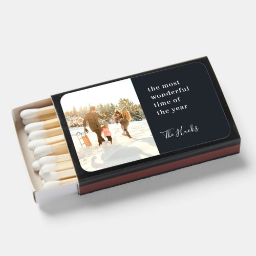 Minimalist Christmas  Modern Stylish Family Photo Matchboxes