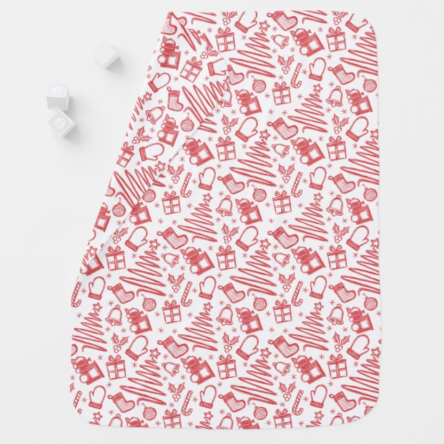 Minimalist Christmas Motif Baby Blanket  (In Situ)
