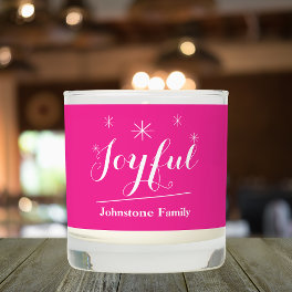 Minimalist Christmas Name Script Modern Chic Pink Scented Candle