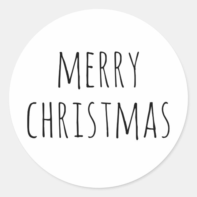 Minimalist Christmas | Neutral Festive Holiday Classic Round Sticker (Front)
