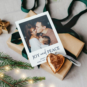 Minimalist Christmas   One Photo Joy and Peace Letterpress Photo Cards
