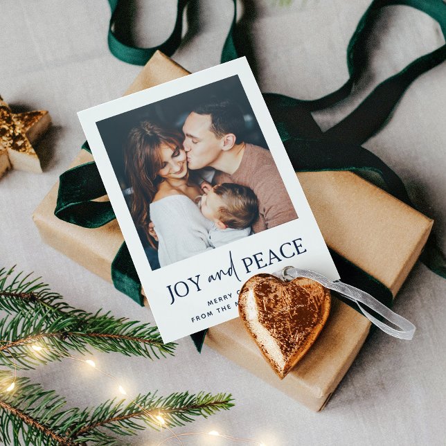 Minimalist Christmas | One Photo Joy and Peace Letterpress Photo Cards (Creator Uploaded)