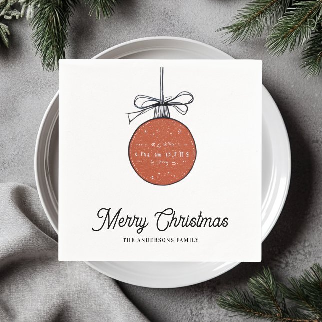 Minimalist Christmas Ornament Illustration Napkins (Creator Uploaded)