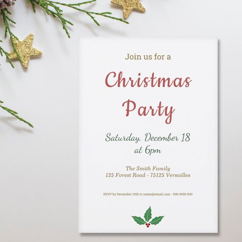 Minimalist Christmas Party Invitation