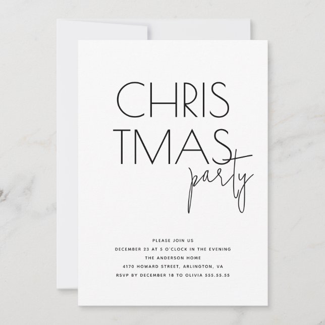 Minimalist Christmas Party | Modern Gathering Holiday Card (Front)