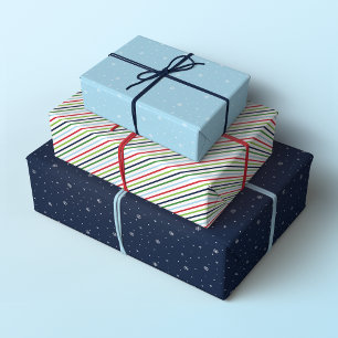 Minimalist Christmas Patterns, Red, Green and Blue Wrapping Paper Sheets