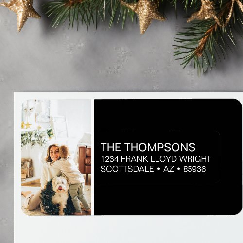 Minimalist Christmas Photo Custom Return Address Label