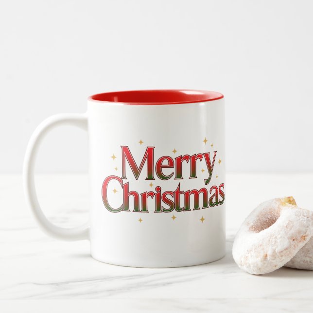 Minimalist Christmas Pine Tree Mug – Holiday Coffe (With Donut)