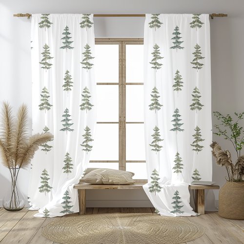 Minimalist Christmas Pine Tree Pattern  Sheer Curtains