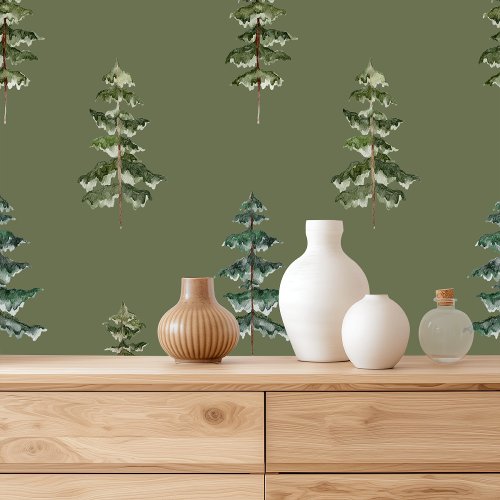 Minimalist Christmas Pine Tree Pattern Wallpaper