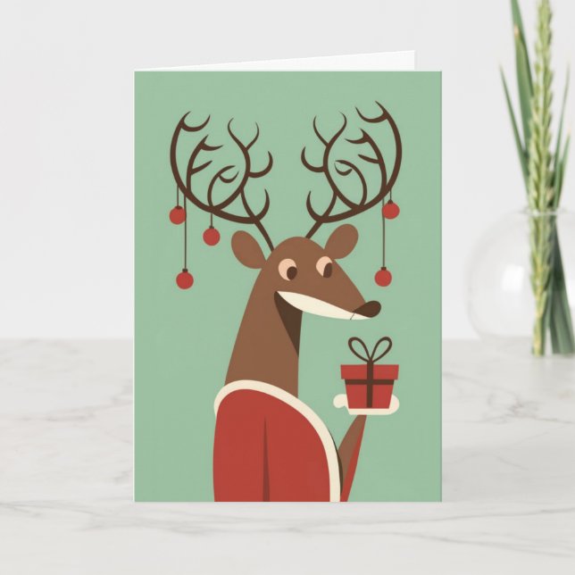 Minimalist Christmas reindeer gift present holiday (Front)