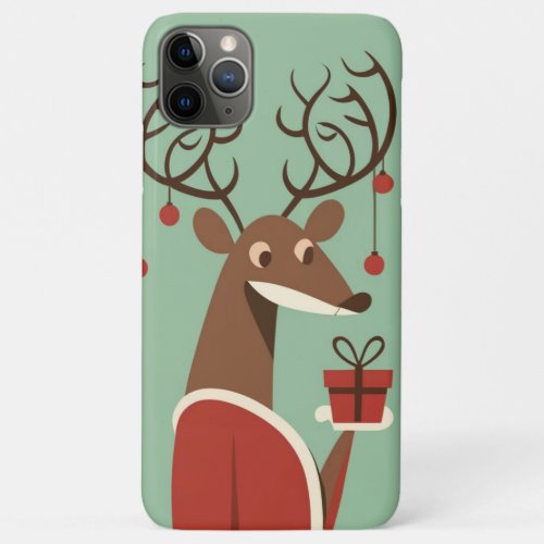 Minimalist Christmas reindeer gift present holiday iPhone 11 Pro Max Case