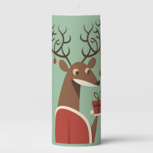 Minimalist Christmas reindeer gift present holiday Pillar Candle