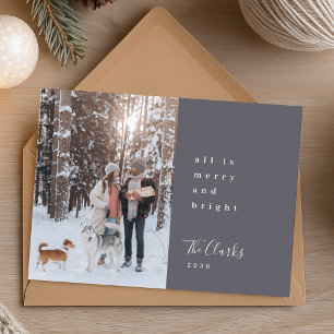 Minimalist Christmas Scandi Slate Gray Photo Holiday Card