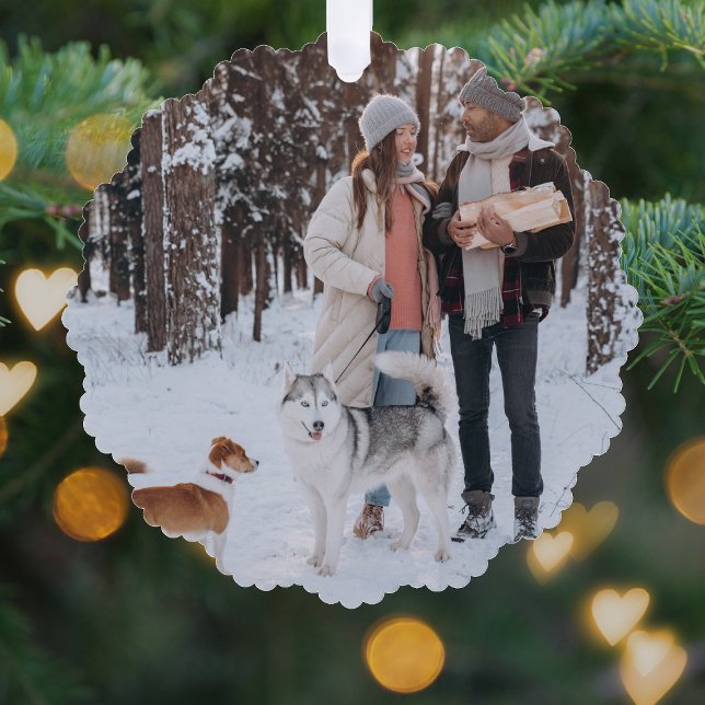 Minimalist Christmas | Scandi Slate Gray Photo Ornament Card (Creator Uploaded)