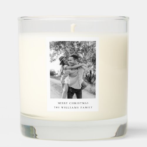 Minimalist Christmas Simple Black and White Photo Scented Candle