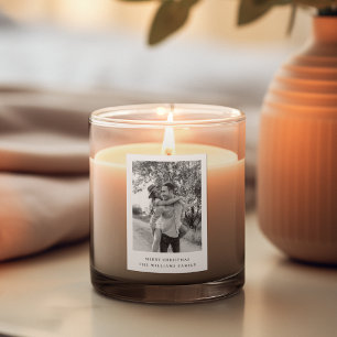 Minimalist Christmas Simple Black and White Photo Scented Candle