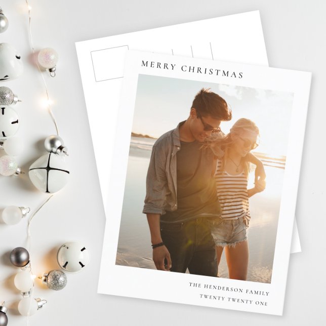 Minimalist Christmas Simple Informal Modern Photo Holiday Postcard (Creator Uploaded)