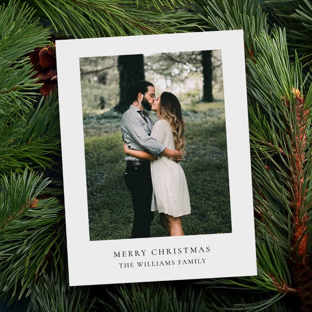Minimalist Christmas Simple Modern Family Photo Holiday Postcard (Creator Uploaded)