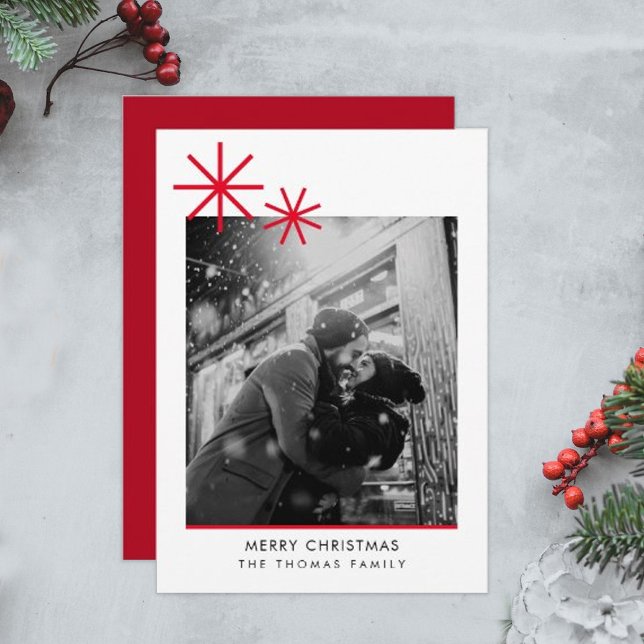 Minimalist Christmas Simple Red Photo  Holiday Card (Creator Uploaded)