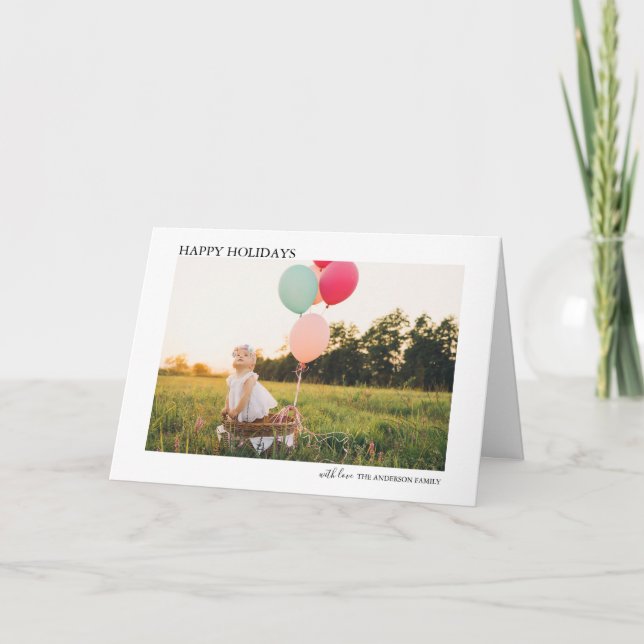 Minimalist Christmas Single Photo Folded Card (Front)