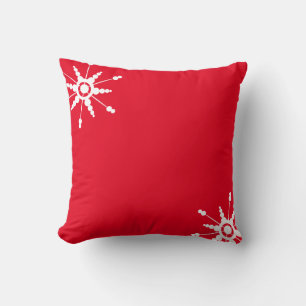 Minimalist Christmas Snowflakes Festive Reversible Throw Pillow