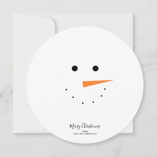Minimalist Christmas Snowman Handwritten Script Holiday Card