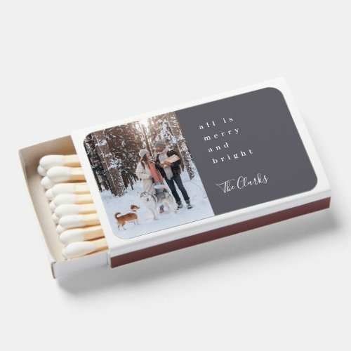 Minimalist Christmas  Stylish Scandi Slate Gray Matchboxes