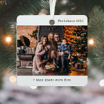 Minimalist Christmas Then There Were Five Family Metal Ornament<br><div class="desc">Mark the excitement of your growing family with the Minimalist Christmas Then There Were Five Family Metal Ornament. This sleek, shatterproof metal ornament serves as the perfect keepsake for your family’s first Christmas as five. Designed to display two cherished photos, it captures the joy of your most precious moments, from...</div>