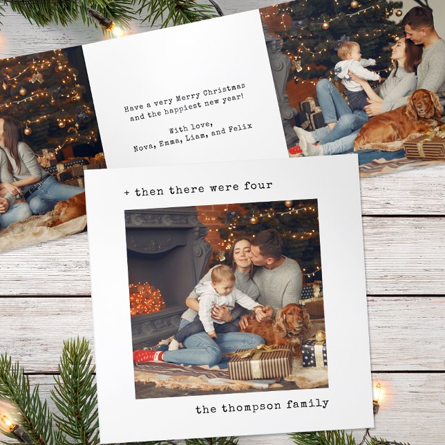Minimalist Christmas Then There Were Four Family Tri-Fold Holiday Card (Creator Uploaded)