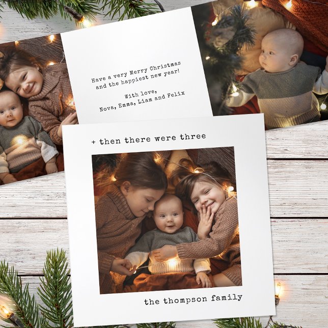 Minimalist Christmas Then There Were Three Family Tri-Fold Holiday Card (Creator Uploaded)