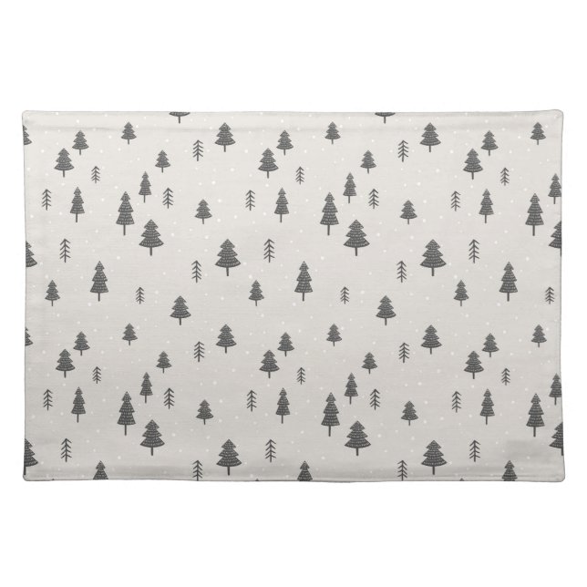 Minimalist Christmas Tree Beige and Gray Cloth Placemat (Front)