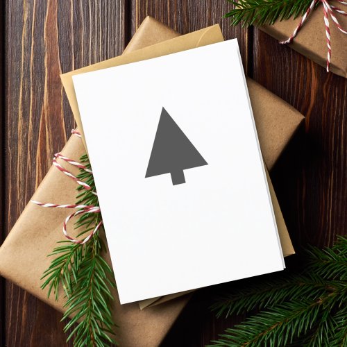Minimalist Christmas Tree  Black and White Simple Holiday Card