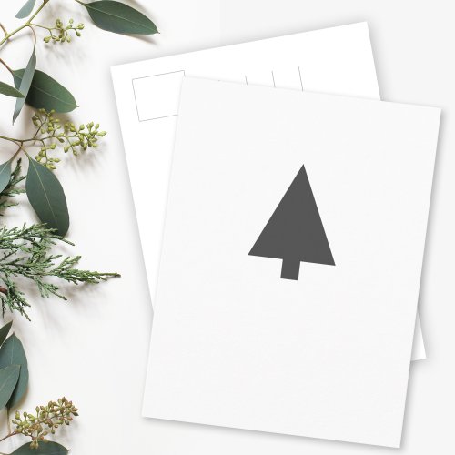 Minimalist Christmas Tree  Black and White Simple Postcard