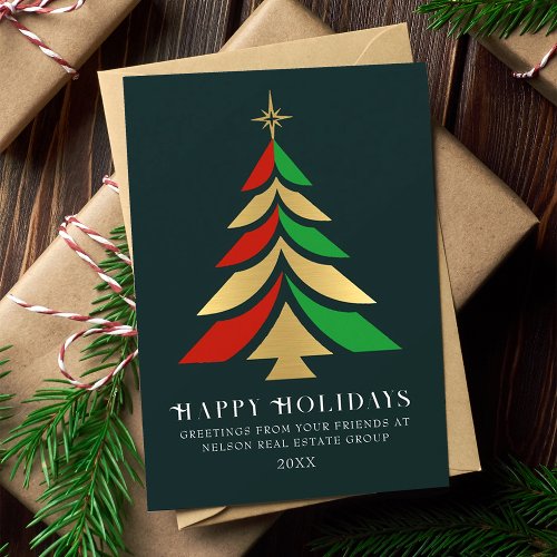 Minimalist Christmas Tree Corporate Greeting Holiday Card