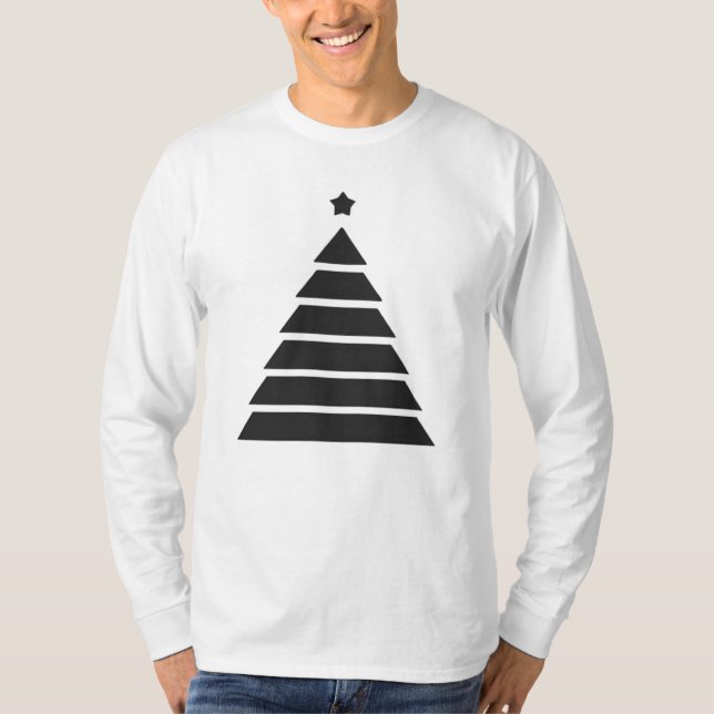 Minimalist Christmas Tree Design T-Shirt (Front)