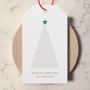 Minimalist Christmas Tree Green Star Scandi Gift Tags