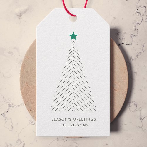 Minimalist Christmas Tree  Green Star Scandi Gift Tags