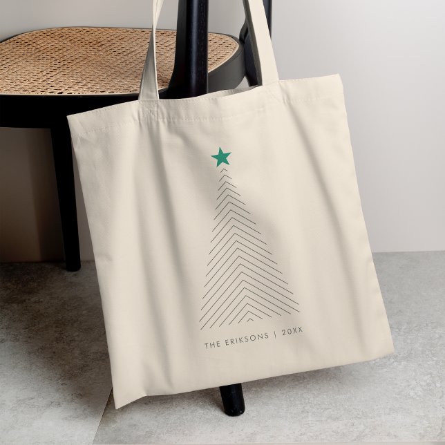 Minimalist Christmas Tree | Green Star Scandi Tote Bag (Creator Uploaded)