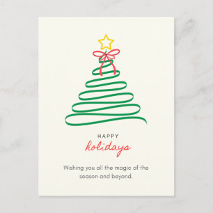 Minimalist Christmas Tree Happy Holidays Postcard