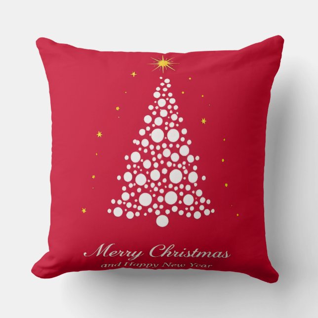 Minimalist Christmas Tree Illustration Throw Pillow (Front)