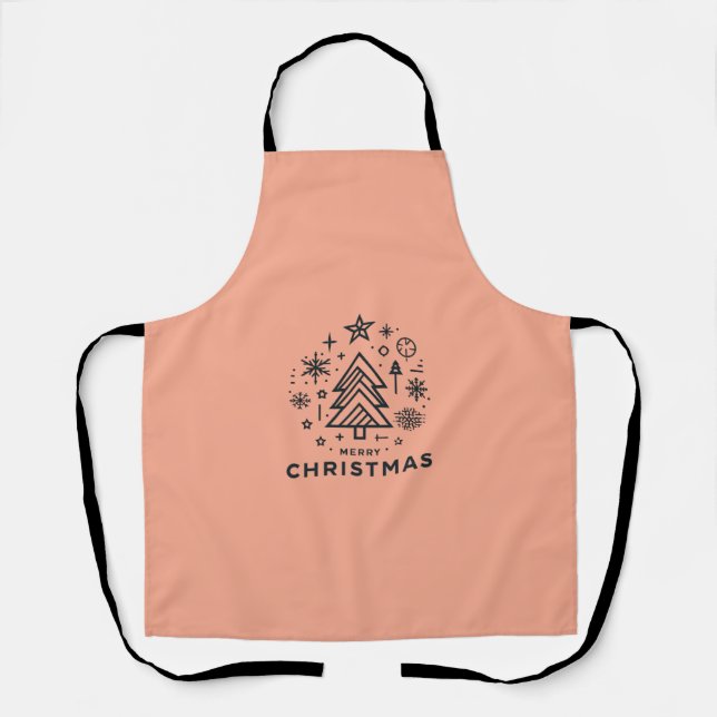 Minimalist Christmas Tree Merry Christmas Design Apron (Front)