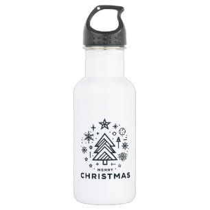 Minimalist Christmas Tree Merry Christmas Design Stainless Steel Water Bottle