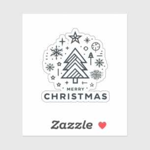 Minimalist Christmas Tree Merry Christmas Design Sticker