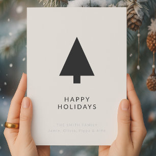 Minimalist Christmas Tree Monochrome Simple Holiday Card
