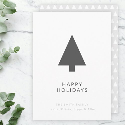 Minimalist Christmas Tree  Monochrome Simple Holiday Card