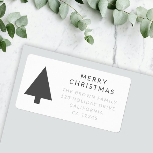 Minimalist Christmas Tree  Simple Return Address Label